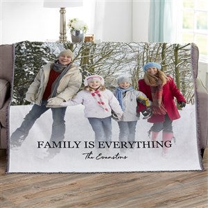 Photo & Message For Family Personalized 56x60 Woven Throw Blanket