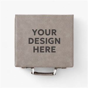 Personalized Logo Grey Leatherette Poker Chip Set - 34210