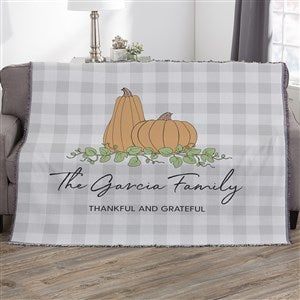 Precious Moments Pumpkins & Buffalo Check Personalized 56x60 Woven Blanket
