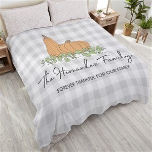 Precious Moments Pumpkins & Buffalo Check Personalized 90x90 Queen Fleece Blank