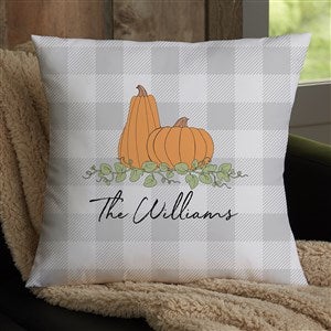 Precious Moments Pumpkins & Buffalo Check Personalized 18x18 Throw Pillow