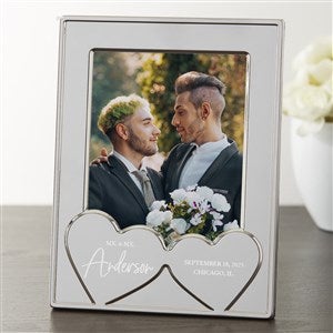 Mx. Title Personalized Silver Wedding Hearts Picture Frame