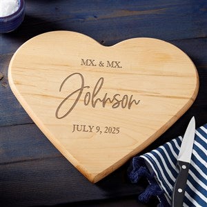 Mx. Title Personalized Heart Shaped Wedding Cutting Board