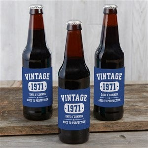 Vintage Birthday Personalized Beer Bottle Labels