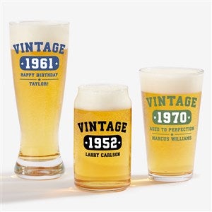 Vintage Birthday Personalized Beer Glasses - 34315