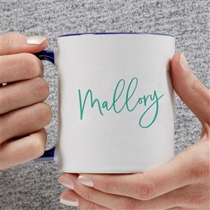 Trendy Script Name Personalized Coffee Mug 11 oz Blue