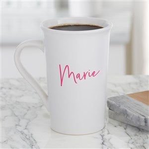 Trendy Script Name Personalized Latte Mug 16 oz White