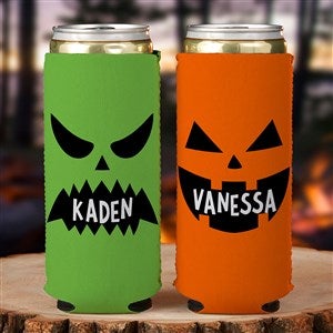 Jack-o'-Lantern Personalized Halloween Slim Can Holder