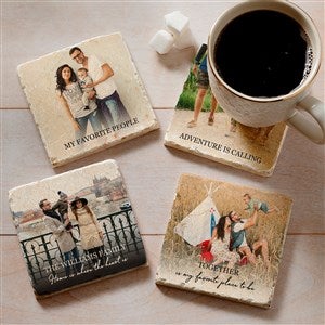 Photo Message for Family Personalized Tumbled Stone Coaster Set