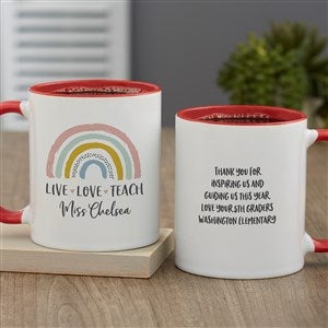 Boho Rainbow Personalized Teacher Coffee Mug 11oz Red