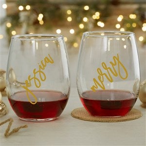 Christmas Cheers Personalized Stemless Wine Glass