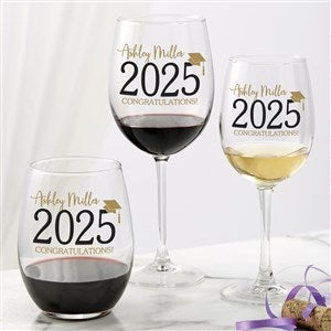 Classic Graduation Personalized Wine Glasses - 34431