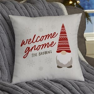 Gnome Family Personalized 14x14 Velvet Throw Pillow