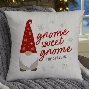 Gnome Family Personalized 18x18 Velvet Throw Pillow