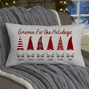 Gnome Family Personalized Lumbar Velvet Throw Pillow