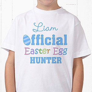 Personalized Kids Easter T-Shirt - Easter Egg Hunter - Youth X-Small (2-4) - Navy