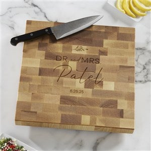 Natural Love Personalized Butcher Block Cutting Board - 12x12