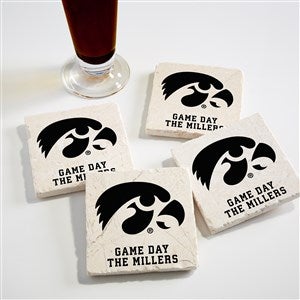 NCAA Iowa Hawkeyes Personalized Tumbled Stone Coaster Set