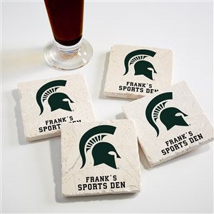 NCAA Michigan State Spartans Personalized Tumbled Stone Coaster Set