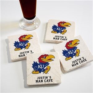 NCAA Kansas Jayhawks Personalized Tumbled Stone Coaster Set