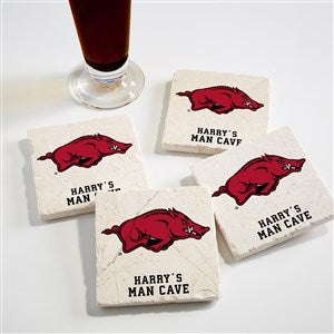 NCAA Arkansas Razorbacks Personalized Tumbled Stone Coaster Set