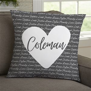 Family Heart Personalized 18x18 Velvet Throw Pillow