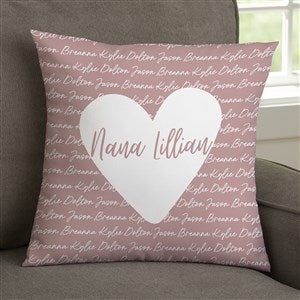 Family Heart Personalized 14x14 Throw Pillow