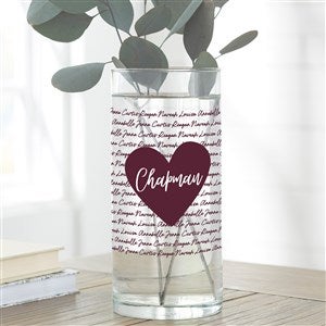 Family Heart Personalized Glass Flower Vase