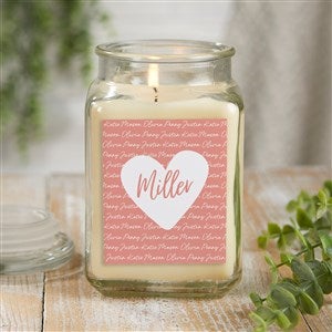 Family Heart Personalized 18 oz. Vanilla Candle Jar