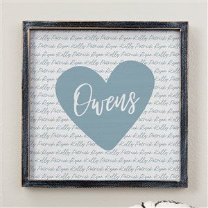 Family Heart Personalized Blackwashed Barnwood Frame Wall Art - 12x12