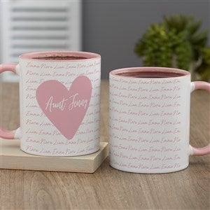 Family Heart Personalized Coffee Mug 11 oz.- Pink