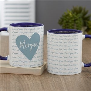 Family Heart Personalized Coffee Mug 11 oz.- Blue