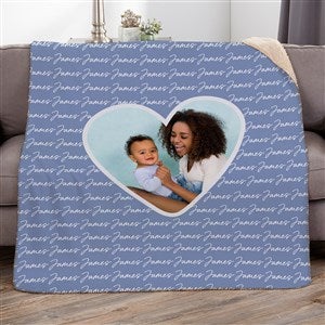 Family Heart Photo Personalized 60x80 Sherpa Blanket