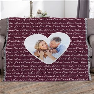 Family Heart Photo Personalized 56x60 Woven Throw