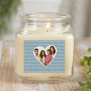 Family Heart Photo Personalized 10 oz. Vanilla Candle Jar