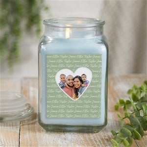 Family Heart Photo Personalized 18 oz. Linen Candle Jar