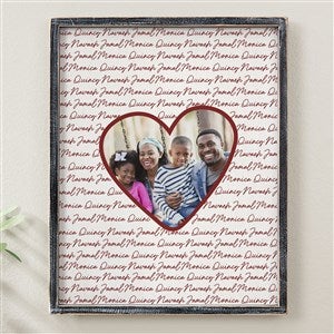 Family Heart Photo Personalized Blackwashed Frame Wall Art - 14x18