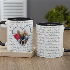 Family Heart Photo Personalized Coffee Mug 11oz.- Black