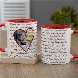 Family Heart Photo Personalized Coffee Mug 11 oz.- Red