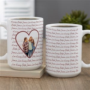 Family Heart Photo Personalized Coffee Mug 15 oz.- White