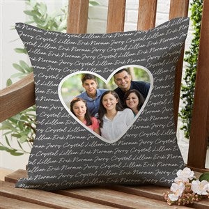 Family Heart Photo Personalized Outdoor Throw Pillow - 16x16