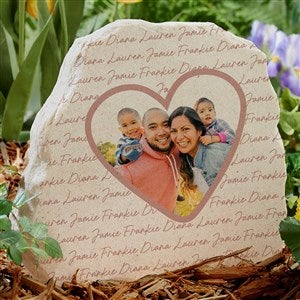 Family Heart Photo Personalized Standing Garden Stone