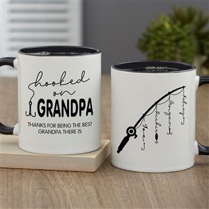 Hooked On Dad Personalized Coffee Mug 11 oz.- Black