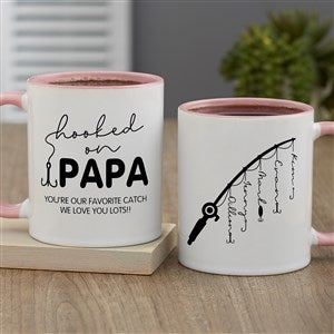 Hooked On Dad Personalized Coffee Mug 11 oz.- Pink