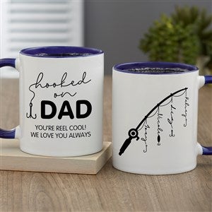 Hooked On Dad Personalized Coffee Mug 11 oz.- Blue