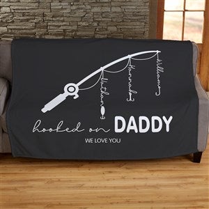 Hooked On Dad Personalized 60x80 Plush Fleece Blanket