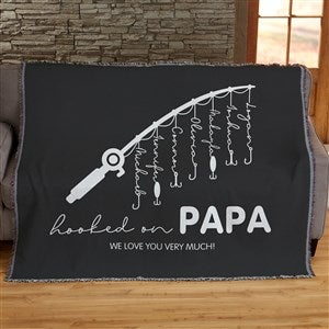 Hooked On Dad Personalized 56x60 Woven Throw