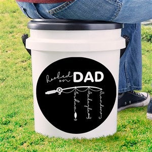 Personalized Fishing Bucket Seat - Hooked On Dad - 5 Gallon
