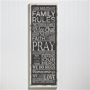 Military Family Rules Personalized Canvas Print - 12x36