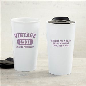 Vintage Birthday Personalized Double-Wall Ceramic Travel Mug